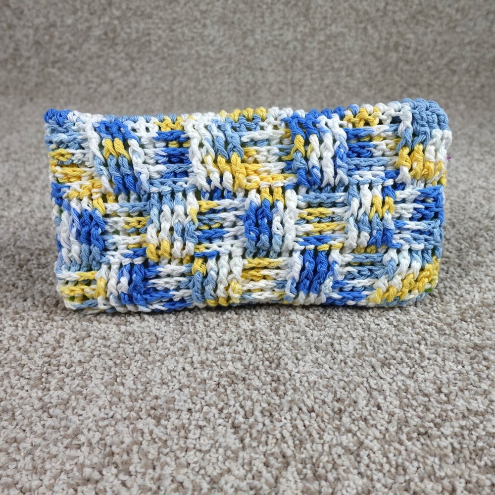Handmade Crochet Reusable Mop Cover Blue Yellow White Cotton‎ Swiffer Pad